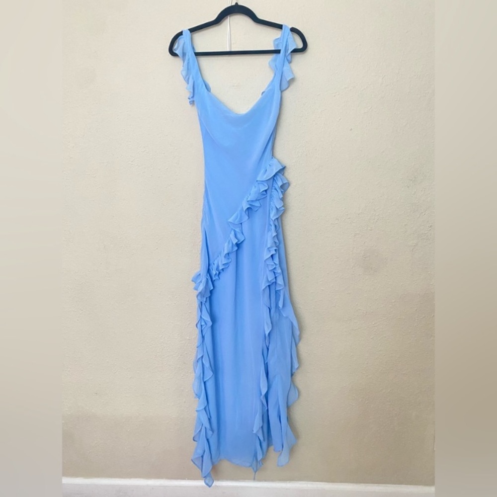 HOUSE OF CB 'Ariela' Soft Blue Ruffle Maxi Dress NWOT size S - Picture 6 of 16